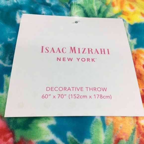 Isaac Mizrahi Colorful Tossed Pineapple Throw Blanket Tropical Blue Pink Green - Picture 5 of 9